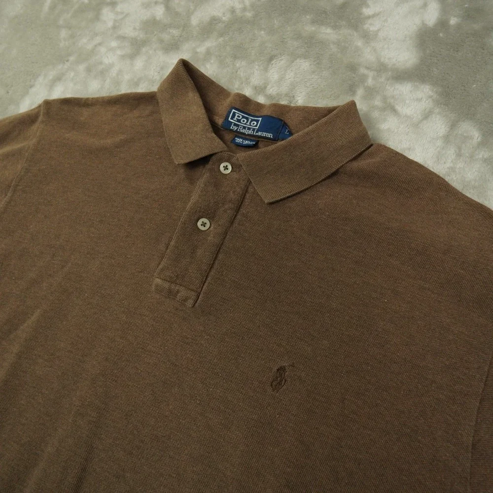Polo Ralph Lauren Vintage Polo Shirt Men's Large Brown Preppy Classic